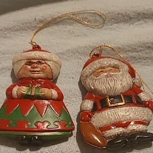 Festive Santa and Mrs. Claus Ornaments